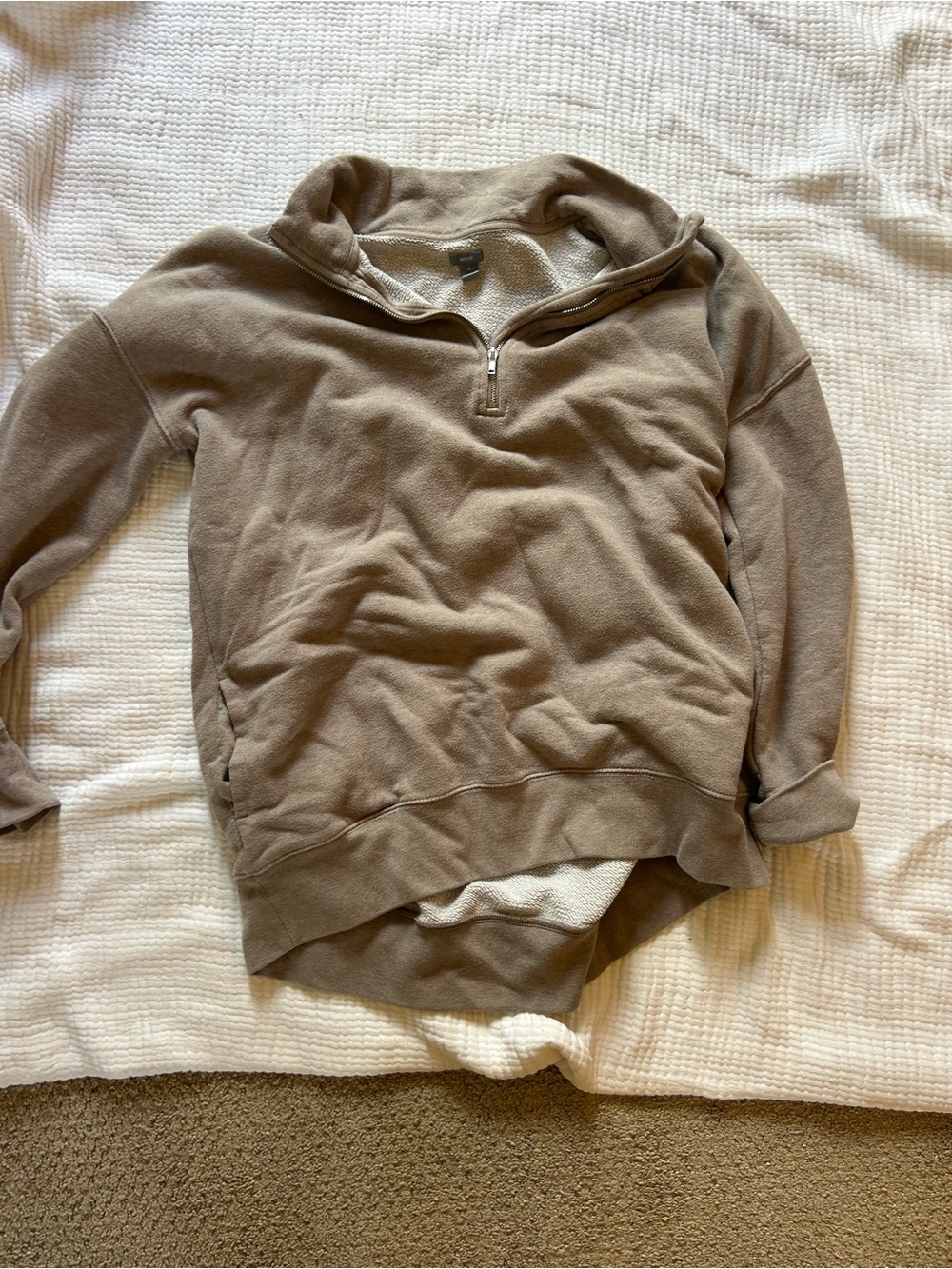 aerie Taupe Quarter-Zip Cowl Pullover